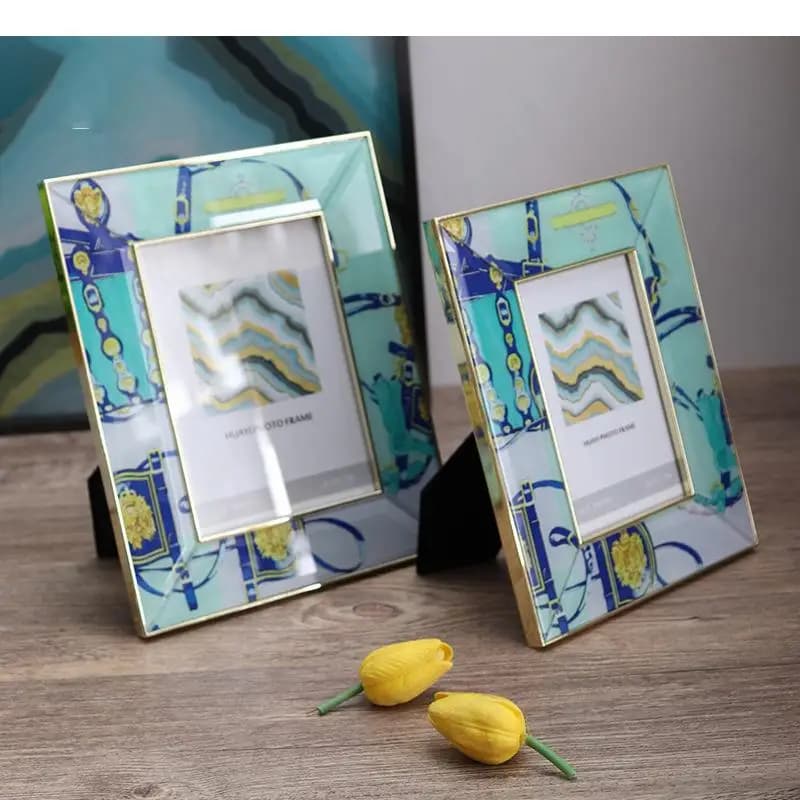 Abstract Pattern Glass Photo Frame Modern Decor Frames for Pictures Desk Decoration Portrait Framed Art Aesthetics Room