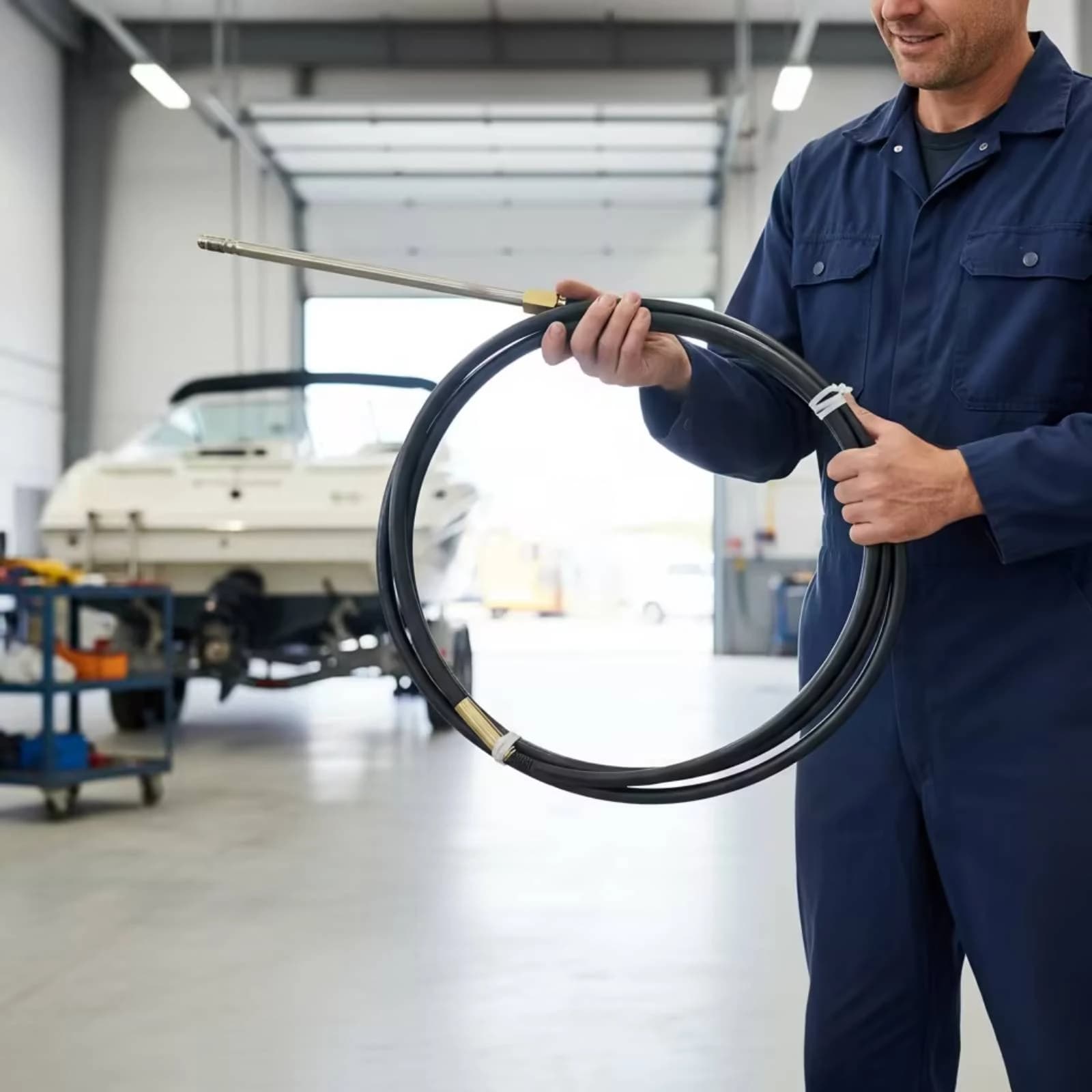 Outboard Steering Cable Mechanical Direction-Control Cable Smooth Operation Easy Installation for Boat Owners