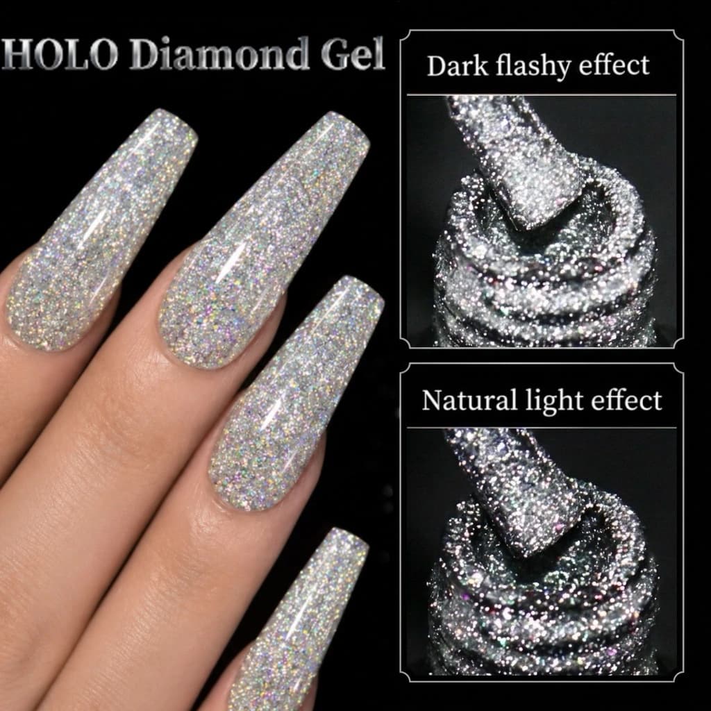 Heimat Frisch Rainbow Rhinestone Gel Nail Polish, Professional Semi-Permanent Nail Polish, 7ml per bottle.