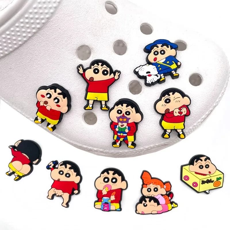 Simpatico Accessorio per Scarpe Crayon Shin-chan, Design Anime Cartoon alla Moda, Decorazione per Sandali, Kawaii, Staccabile, Regalo per Amici