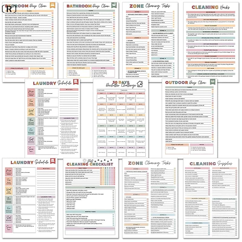 〔R〕ADHD Planner per la pulizia della casa per adulti e adolescenti, agenda giornaliera, settimanale e mensile, elenco di controllo, organizer domestico riutilizzabile〔Winter2〕