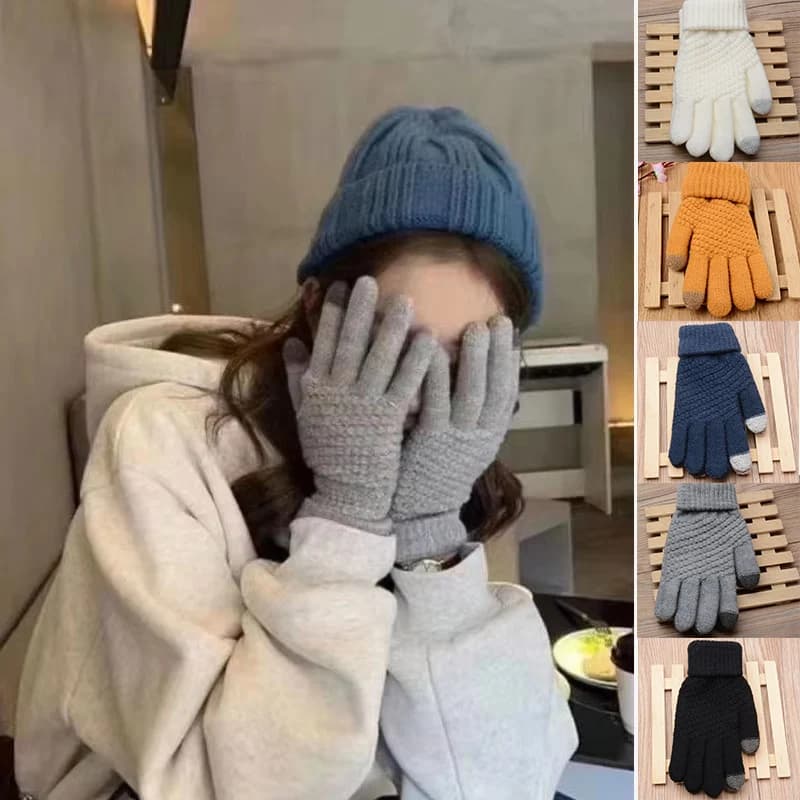 Women's knitted winter gloves Women's cashmere outdoor cycling gloves for skis with touch screen thick warm autumn winter women's