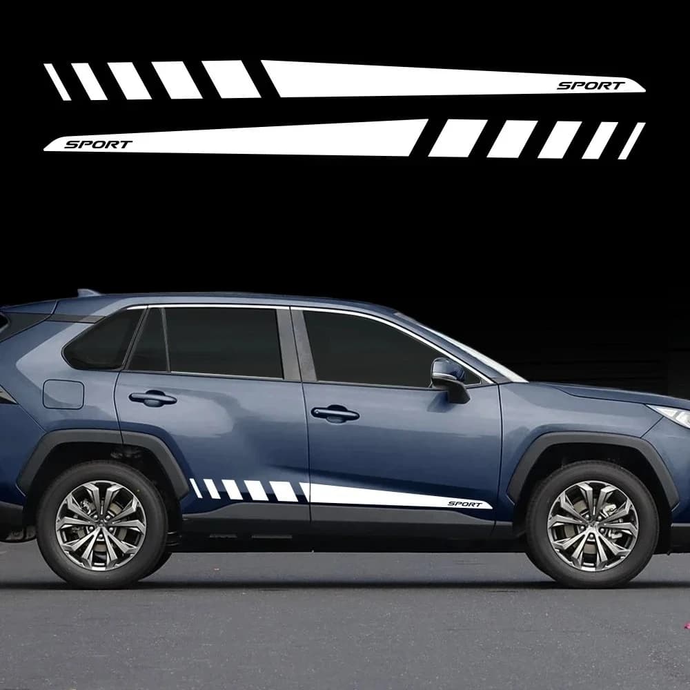 2PCS Car Door Side Skirts Stickers Self-adhesive Vinyl Decals Auto Body Styling Decoration Stickers Accessories For Toyota RAV4
