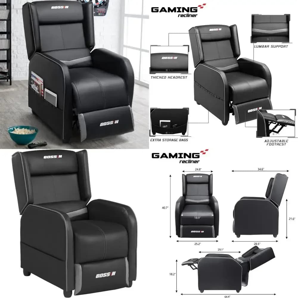 poltrona reclinabile da gioco ergonomica per adulti: sedute home theater in pelle PU per soggiorno, sedia per videogiochi in stile racing