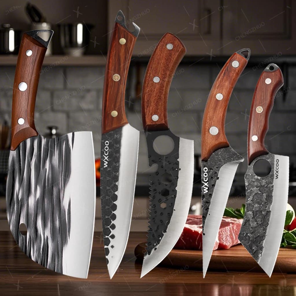 Sharp kitchen knives Set of forged kitchen knives Professional chef knife Stainless steel bone knife Butcher's mannay