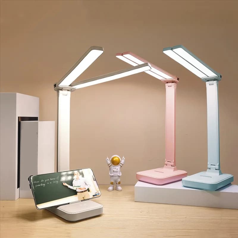 Lampada da scrivania TFORU-LED Lampada da scrivania pieghevole con protezione per gli occhi ricaricabile tramite USB a 3 livelli dimmerabile