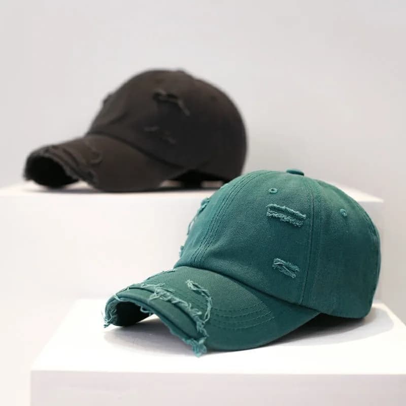 Man Ripped Cotton Baseball Cap for Women Summer Cotton Distressed Sports Hat Hip Hop Street Travel Cap Dad Hat for Girls