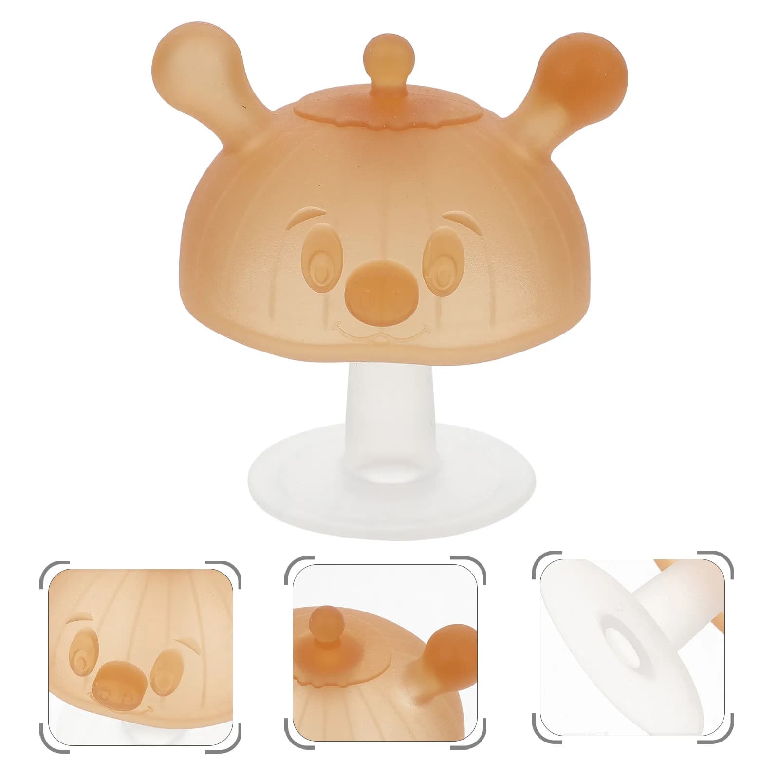 Massaggiagengive in silicone a forma di fungo, anello sensoriale per neonati e bambini, regalo lenitivo per le gengive, leggero con ventosa