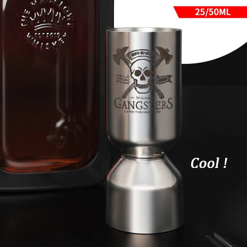 Tazza dosatrice Cool Skull 25/50ml Jigger in acciaio inossidabile Cocktail Shot Drink Spirit Misura tazza Bicchiere misto Misurino liquido