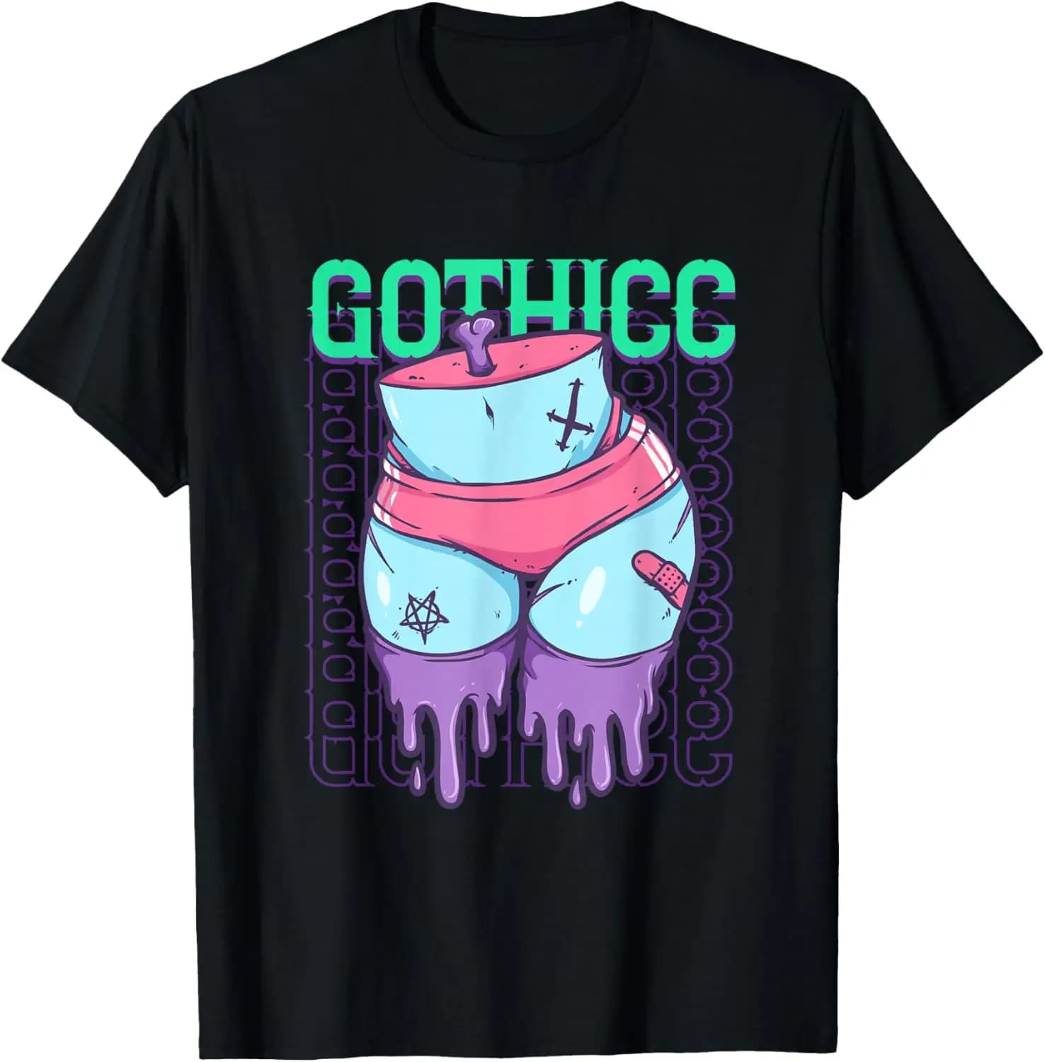 Gothic Emo Gothicc Pastel Goth Thick Thighs Booty T-Shirt Comedy Interesting Cute