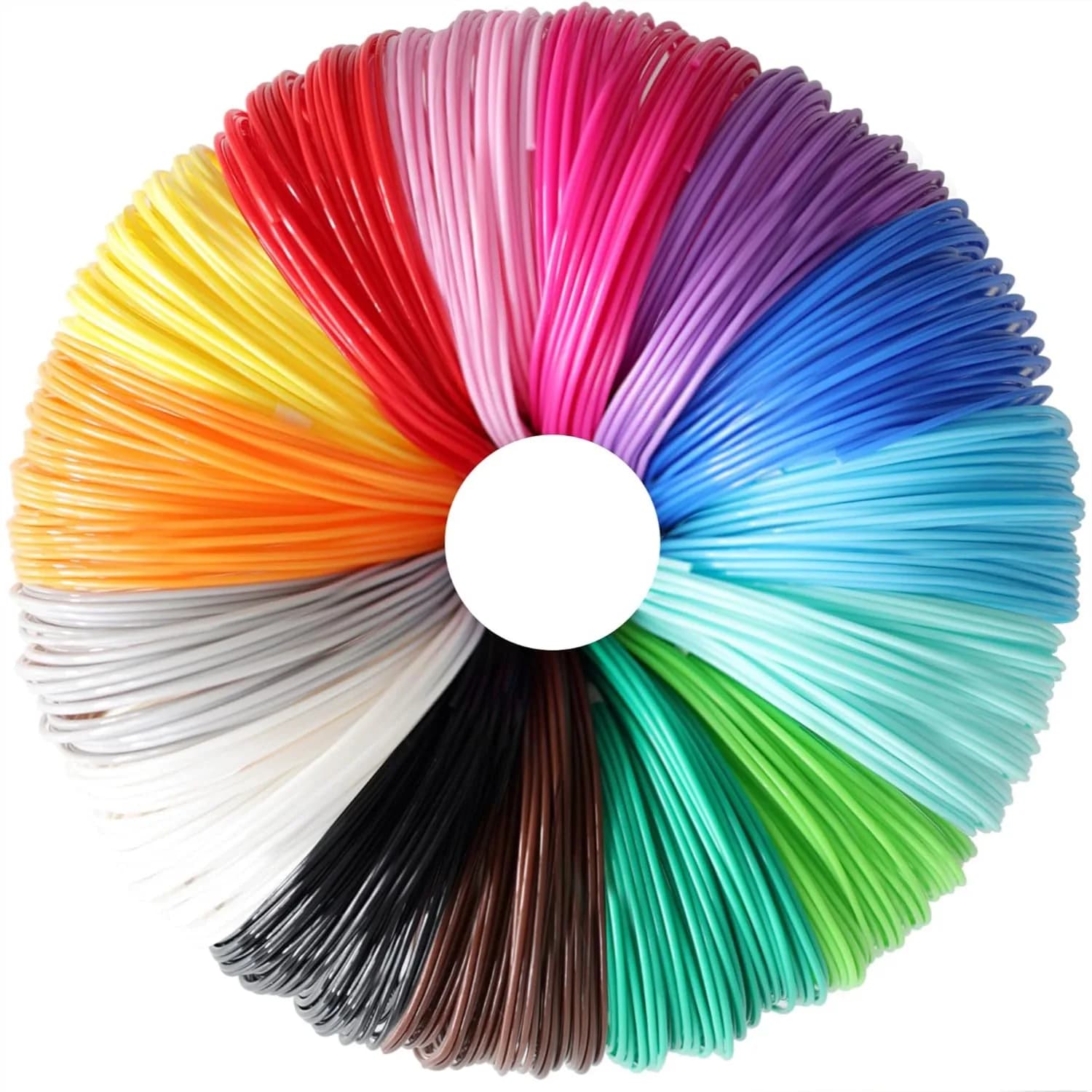 Filamento PLA per Penna 3D, Confezione Campione da 15 Colori Assortiti Brillanti, 150 Piedi, 1.75mm, per Stampante 3D