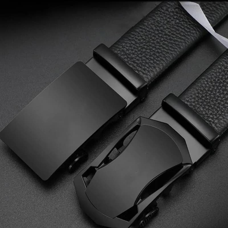 DINISITON Men's Belt Black Classic Automatic Buckle Belt Fashion PU Leather Business Pant Belts