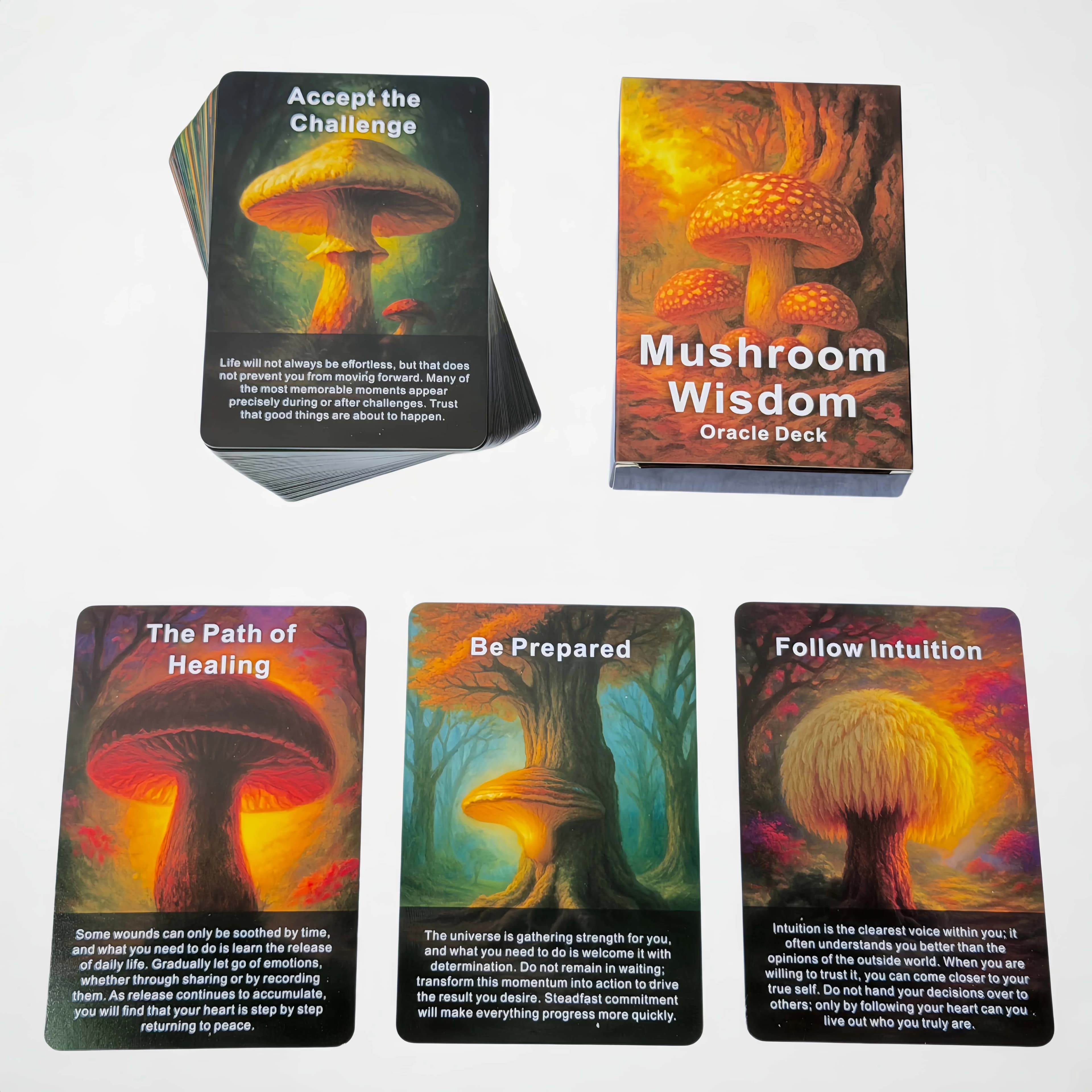 48 Carte Oracolo della Saggezza dei Funghi in Inglese, Stile Tarocchi, Divinazione Spirituale, Meditazione e Guarigione Domestica, Regalo Perfetto