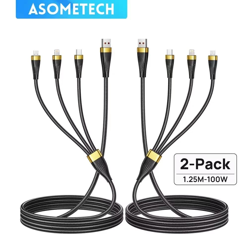 Cavo di ricarica rapida USB 3 in 1 da 2 pezzi per Samsung Xiaomi Huawei 6A 100W tipo C cavo micro dati per iPhone 15 Pro Max cavo telefonico