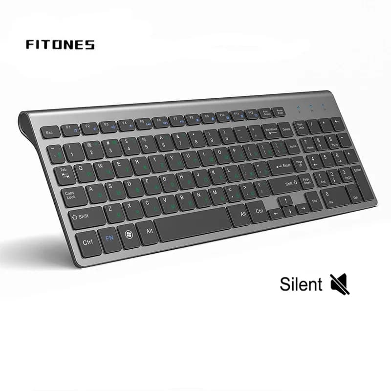 Tastiera wireless portatile a grandezza naturale Connessione stabile USB grigia per computer notebook PC compatibile con russo USA Spagna Italia