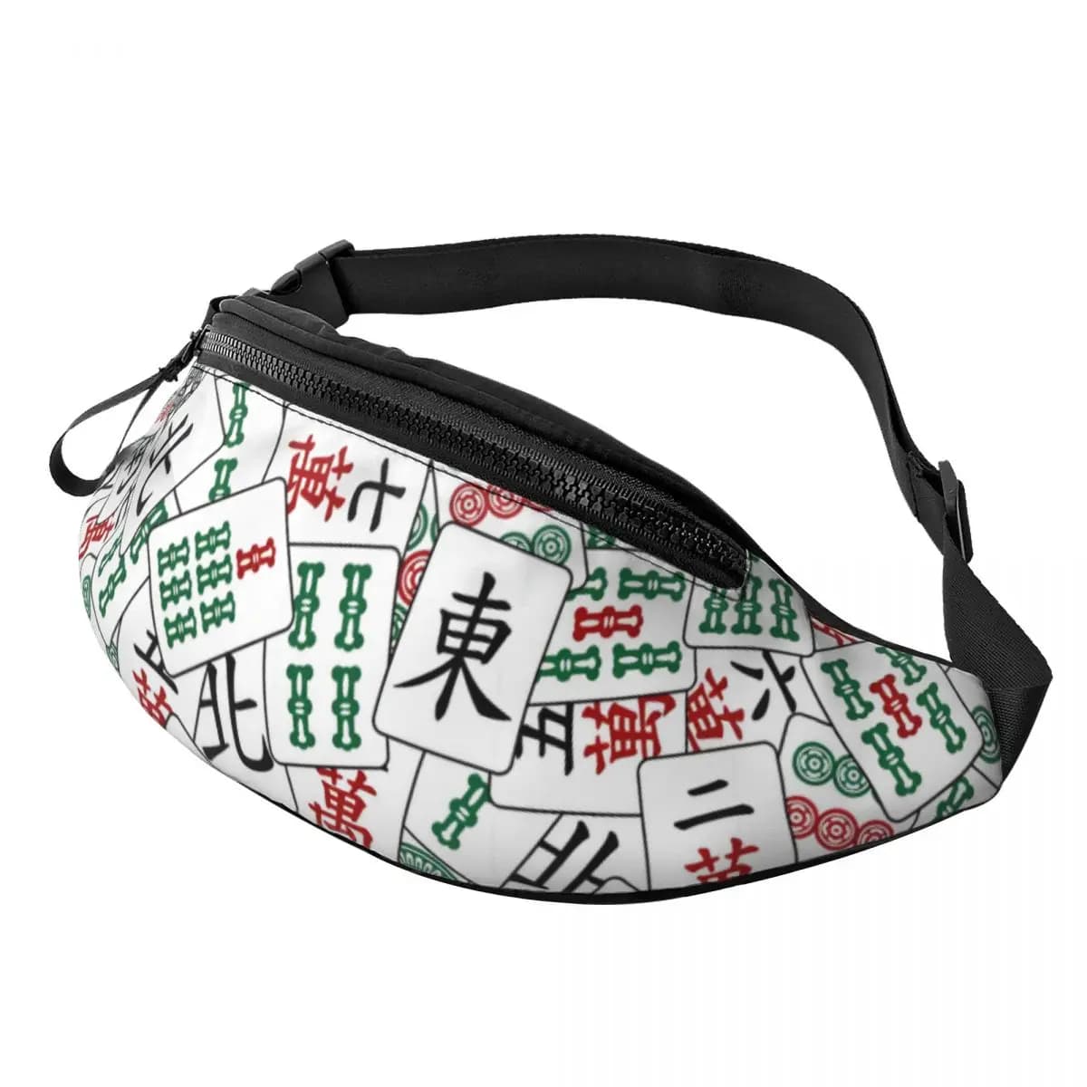 Custom Mahjong Tile Game Pattern Fanny Pack Men Women Cool Crossbody Waist Bag for Running Phone Money Pouch