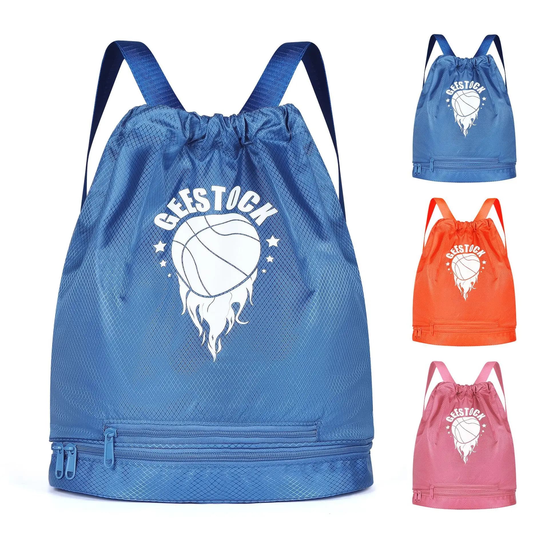 Zaino Sportivo Unisex con Coulisse, Borsa da Palestra per Basket con Tasca a Rete Nascosta, Scomparto per Scarpe, Sacca Impermeabile