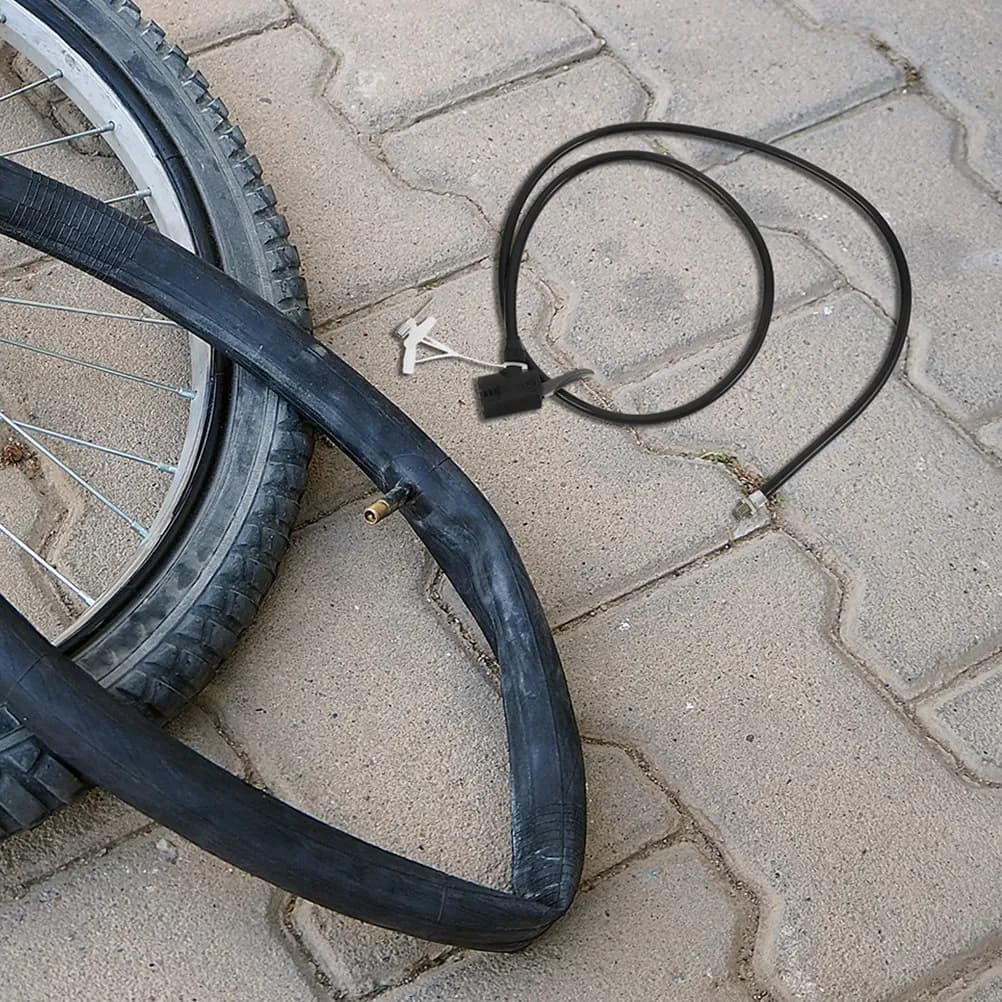 Tubo per Gonfiaggio Pneumatici Bici, Accessorio per Compressore d'Aria, Adattatore per Tubo dell'Aria ad Alta Pressione Riutilizzabile per Pompa Bicicletta con Manometro, Compatto