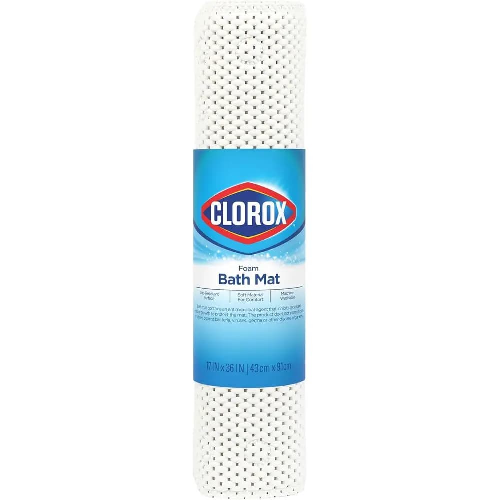 Cushioned Foam Bath Mat or Tubs, Non-Slip with Suction Cups, 17 x 36, White