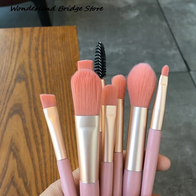 8PCS Mini Pro Makeup Brushes Matte Handle Portable Soft Hair Makeup Brush Set With Bag High Quality Makeup Tools