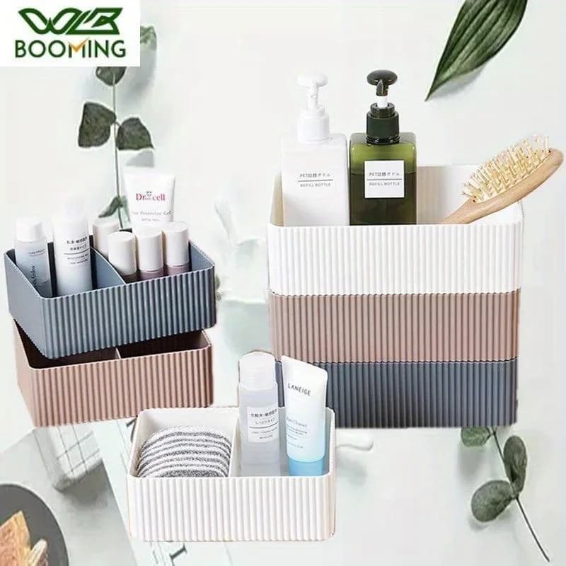 Plastic Home Office Bathroom Storage Box Grid Desktop Sundries Storage Box Makeup Organizer Cosmetic Closet Bin Case