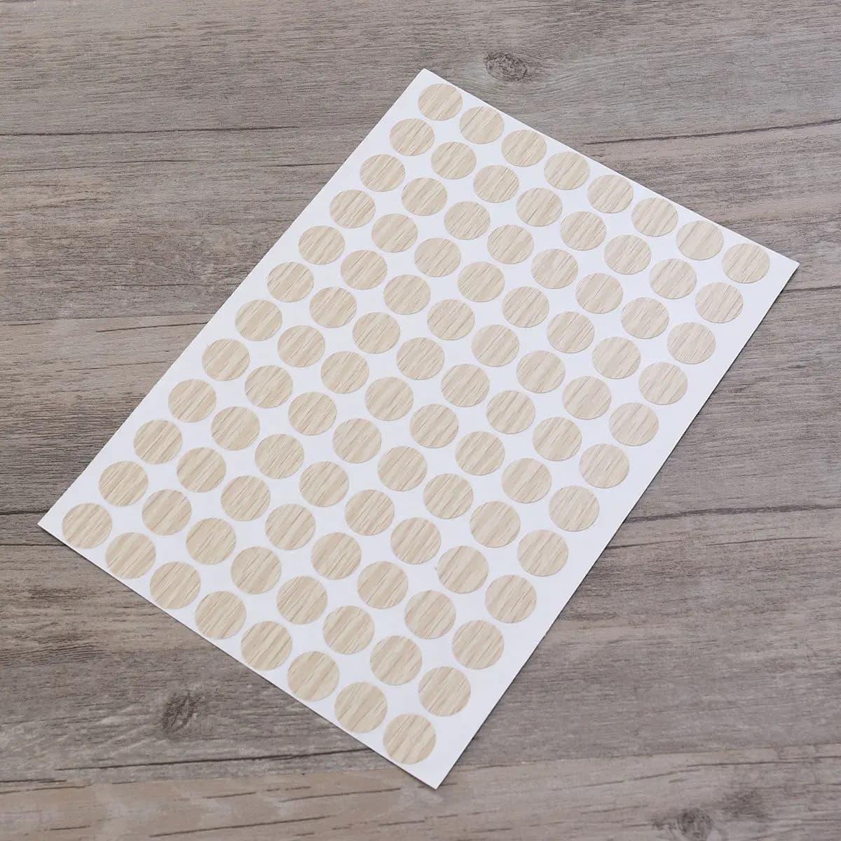 96 Pezzi Copri Fori per Viti Impermeabili, Adesivi in PVC Antiscivolo con Texture Legno, Copri Viti Facilmente Rimovibili