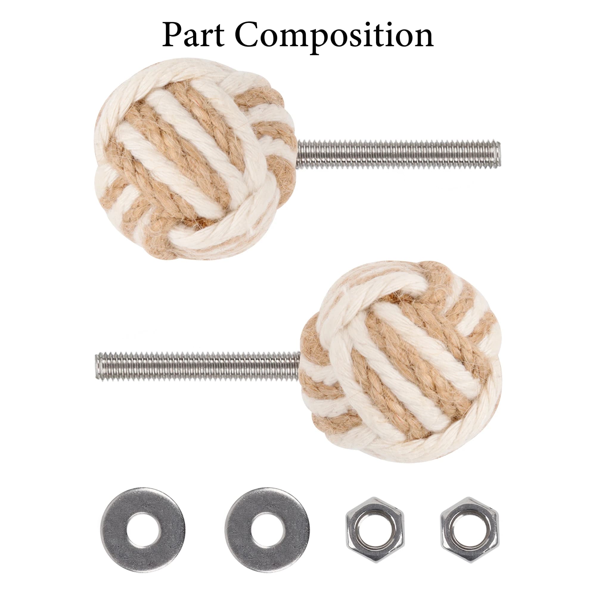 Hemp Rope Drawer Knobs Round Handmade Cabinets Dresser Handles Wood Kitchen Cupboard Wardrobe Door Pulls for Furniture
