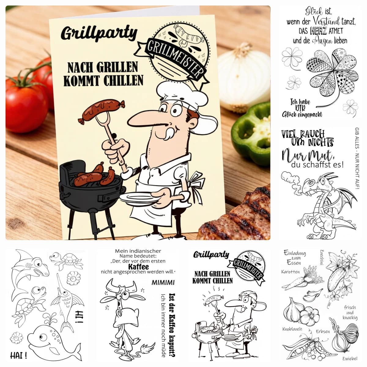 2026 New Clear Stamps For Scrapbooking Card Making Clover Christmas Animals Vegetable Germany Stamp Account Craft Set