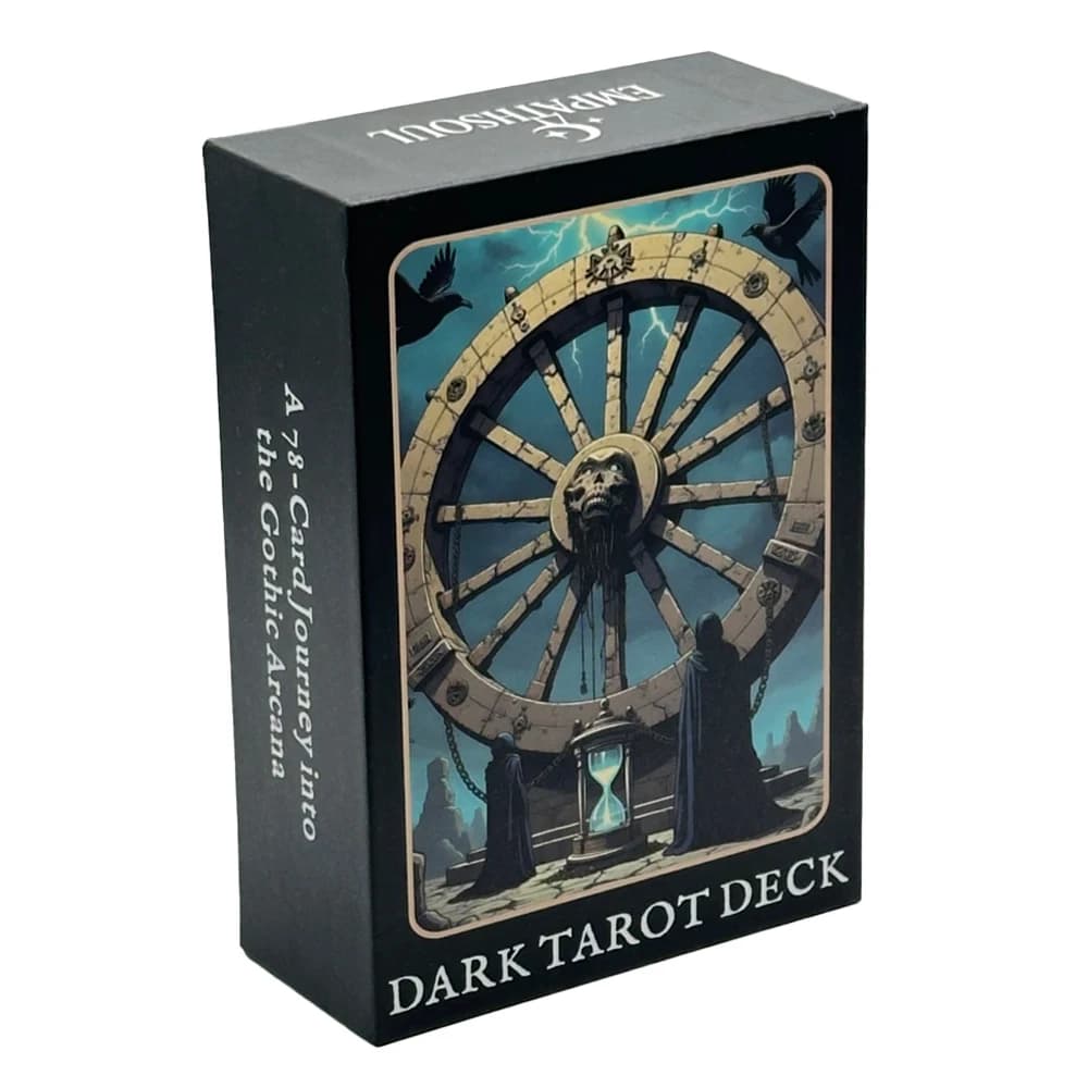 Set di carte dei tarocchi scure, mazzo a tema classico Arcana Journey gotico, 78 carte 13x9 cm, gioco di predizione e divinazione