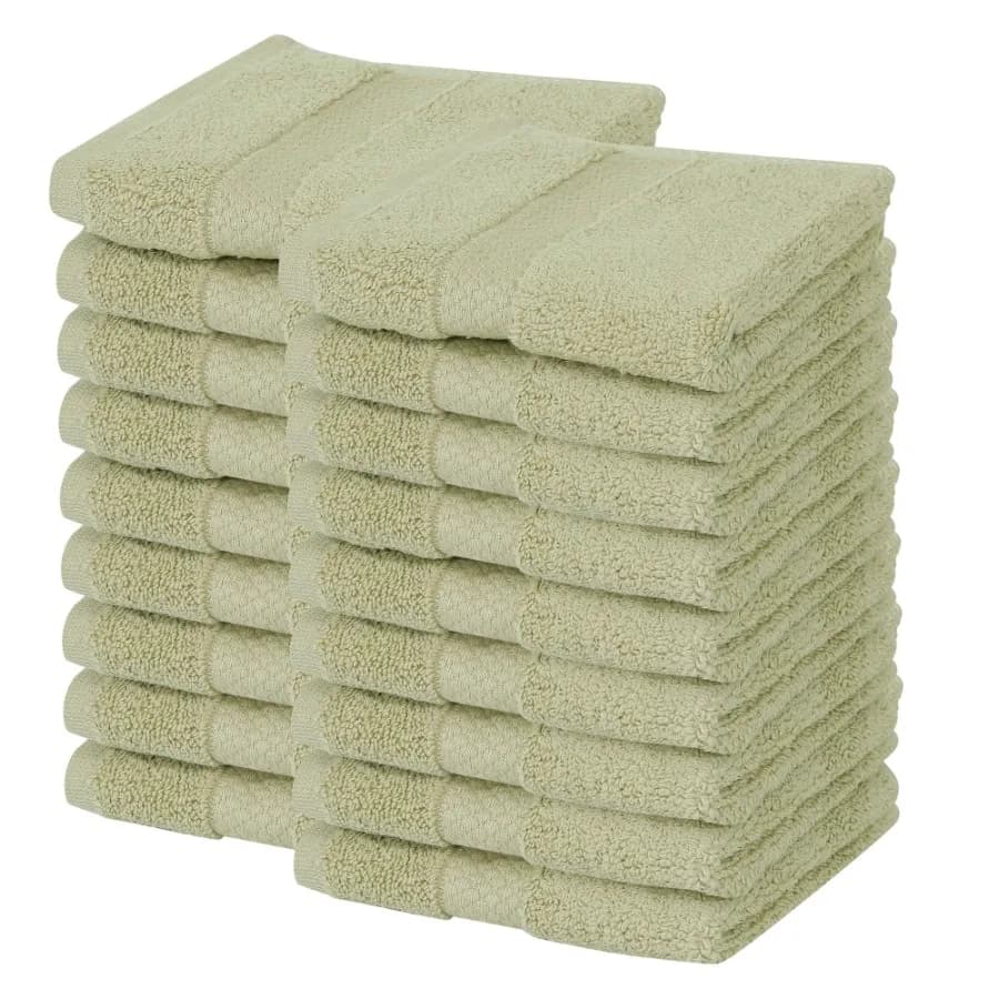 Salviette per corpo e viso 100% cotone morbido assorbente, cotone zero twist, salviette per neonati, per doccia e viaggio, colore verde salvia, piccolo asciugamano 12x12 1