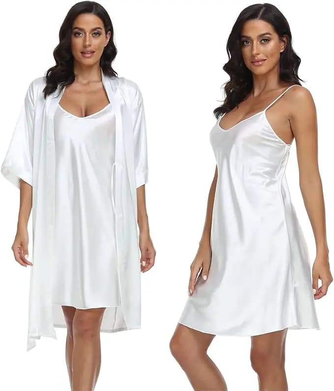 Pigiama di seta di lusso da donna Set abito a maniche lunghe Comoda gonna ampia e comoda Pigiama da donna Set da due pezzi