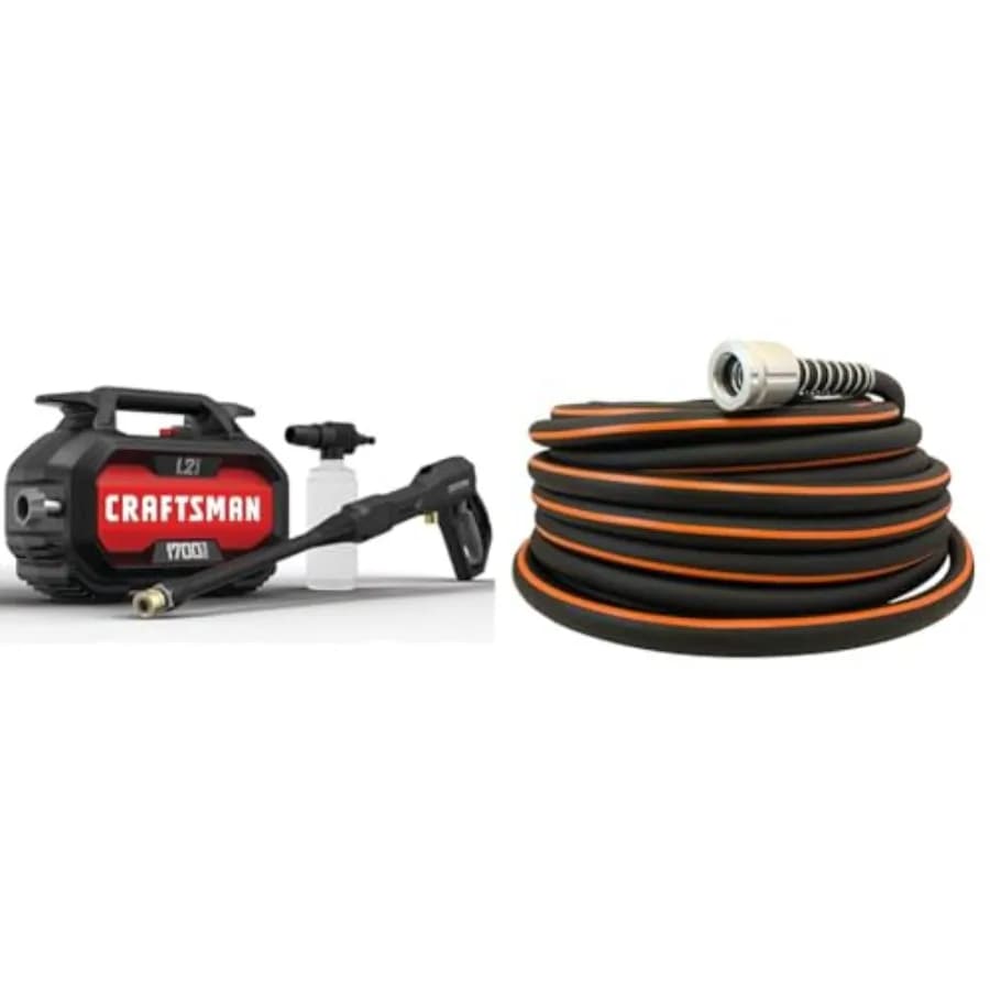 Set idropulitrice elettrica da 1700 PSI 1,2 GPM e tubo flessibile da giardino da 100 piedi per una pulizia efficiente all'aperto ad alta pr