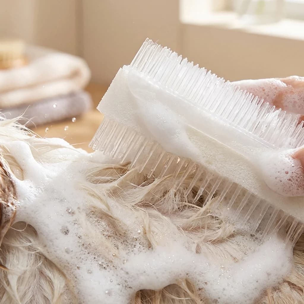 Pettine per toelettatura animali domestici, pettine a denti larghi per cani e gatti, rimuove il pelo in eccesso, spazzola da bagno per la rimozione del pelo del cane
