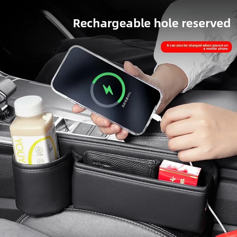 Car Seat Filler Organizer, Car Seat Box With Glass Holder For Holder Phones Sunglasses, Glasses, Keys, Multipurpose Card Pocket