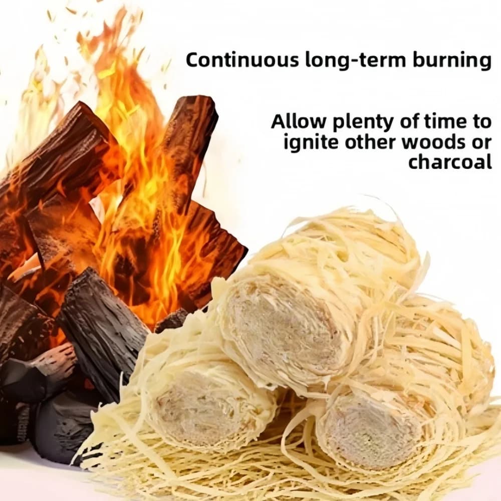 10pcs Odorless Charcoal Starter Sticks Wax Wood Roll for Fireplace Campfires Smokeless & Quick Ignition Camping Firestarter