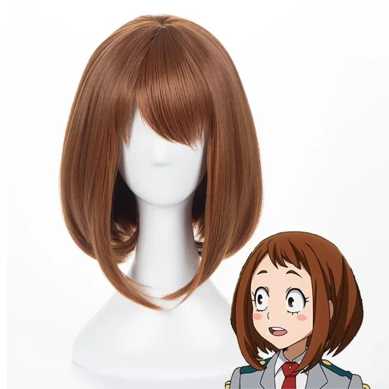 Anime My Hero Academia Ochako Uraraka parrucche sintetiche parrucca corta marrone Bob resistente al calore per costume cosplay
