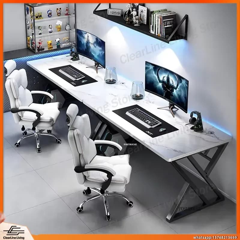 Scrivania Moderna Minimalista per Ufficio, Gaming, Studio, Camera da Letto, Scrivania E-sports con Altezza Regolabile, Tavolo Desktop per Casa