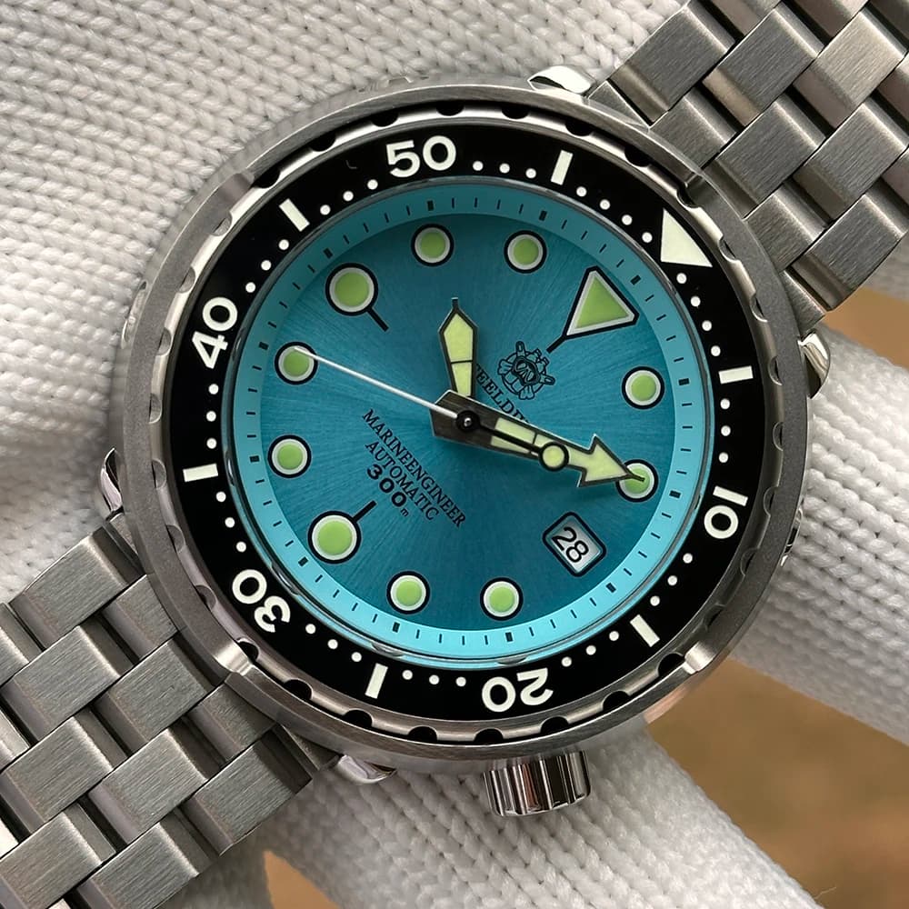 STEELDIVE SD1975 Turquesa Sunray dial automatic dial man's diver watch 300m waterproof mechanical wristwatch C3 bright sapphire crystal