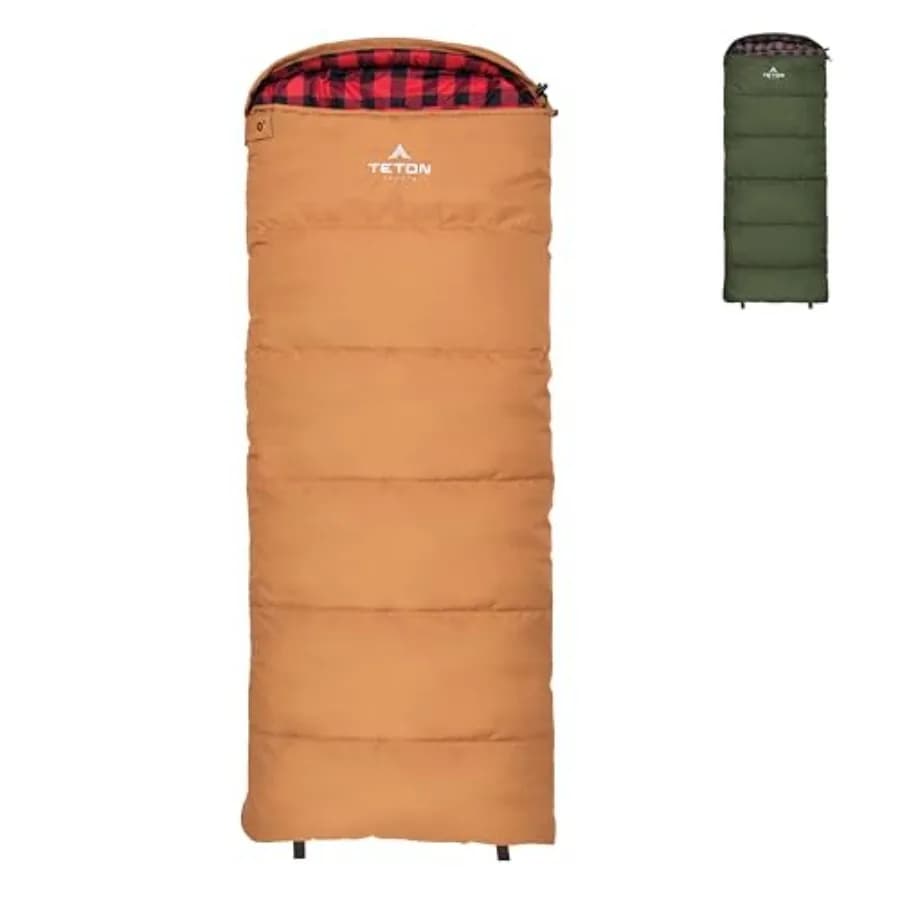 Sacchi a pelo Teton Junior 20 e 0 gradi in poliestere leggero, colori caldi, ideali per ogni condizione atmosferica da campeggio, resistenti