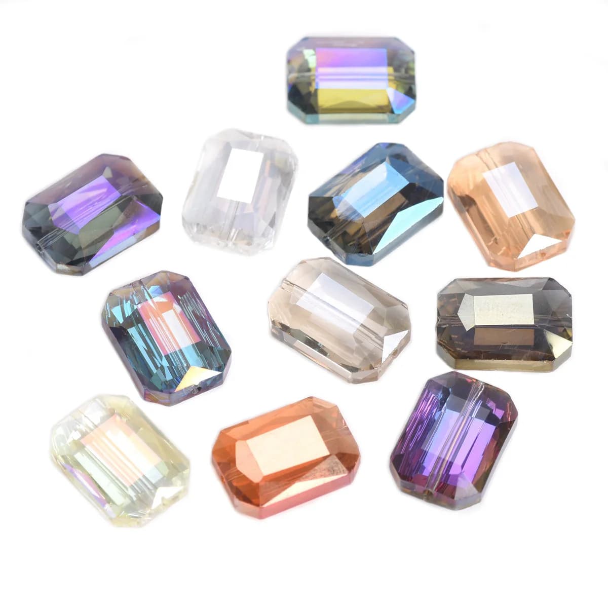 10 pz Rettangolo Sfaccettato 12x9mm 14x10mm 18x13mm Prisma di Cristallo di Vetro Branelli Allentati Artigianato per la Produzione di Gioielli Tende FAI DA TE