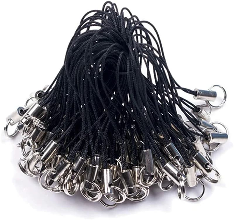 100 pieces of polyester cord with double jump ring, key chain, handicraft, handmade phone rope, toys, diy jewelry creation