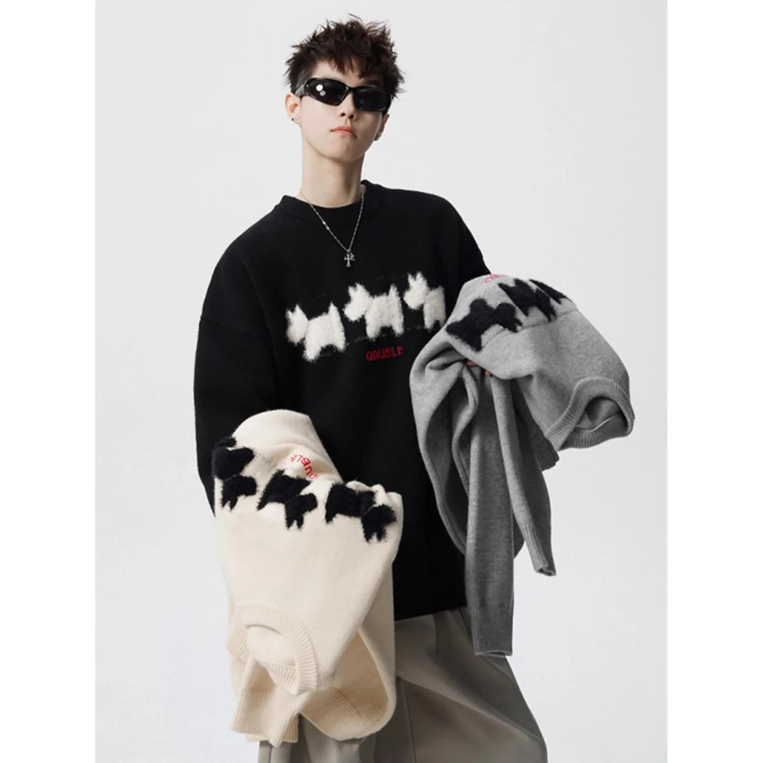 New Crew Neck Sweater For Men Women Trendy Brand Clothing Loose Long-Sleeve Knit Pullover Couple Autumn Winter American Tops