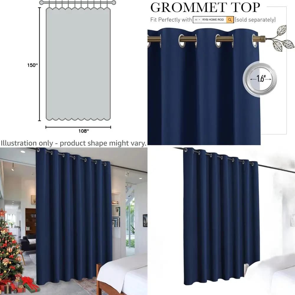 Darkening curtain for heavy loads navy blue, 150 W x 108 L, soundproofed for large windows in bedrooms and shared spaces