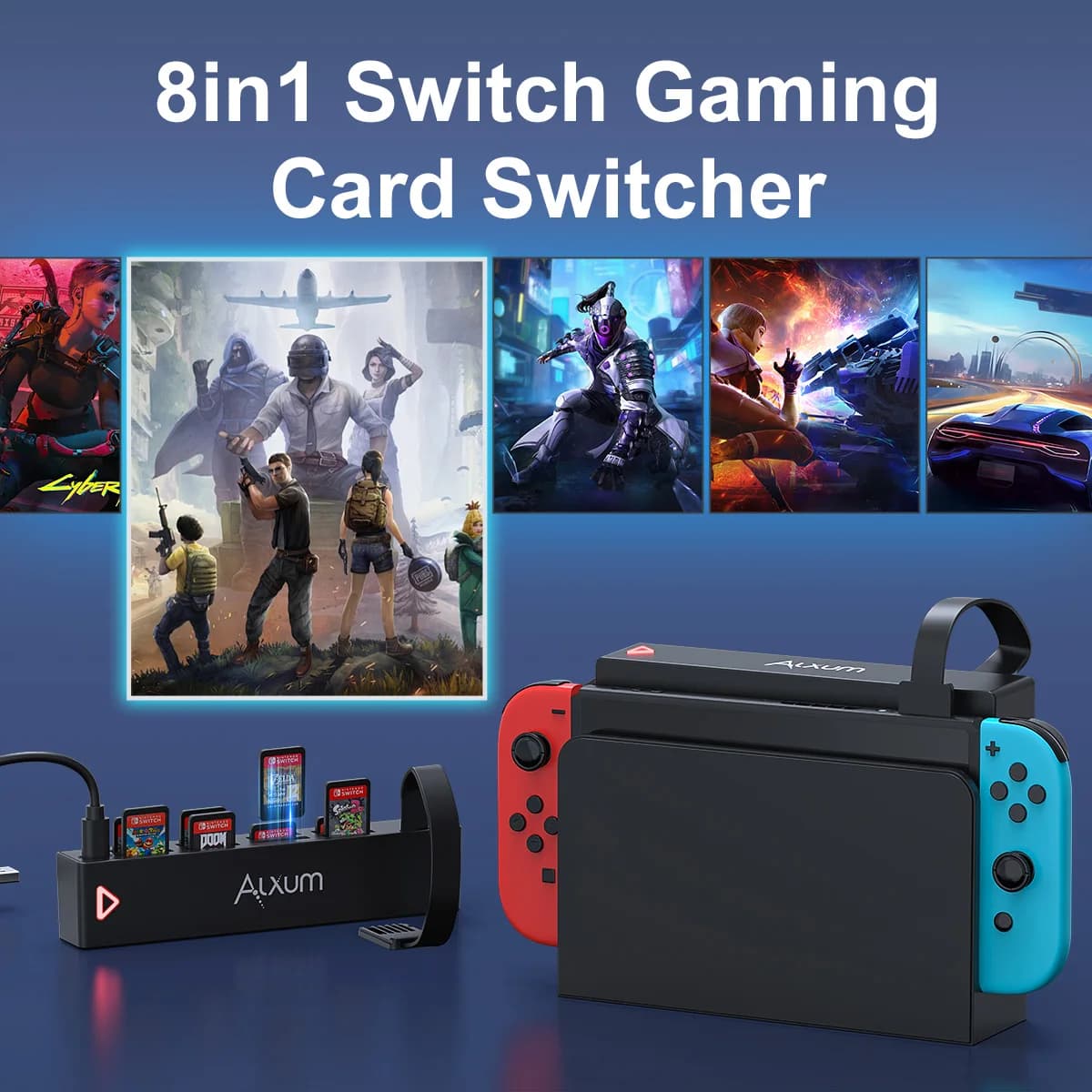 Lettore di schede di gioco wireless Accessori per Switch Slot per schede 4 in 1 RF 433M Telecomando Cambia schede di gioco per Nintendo Switch OLED