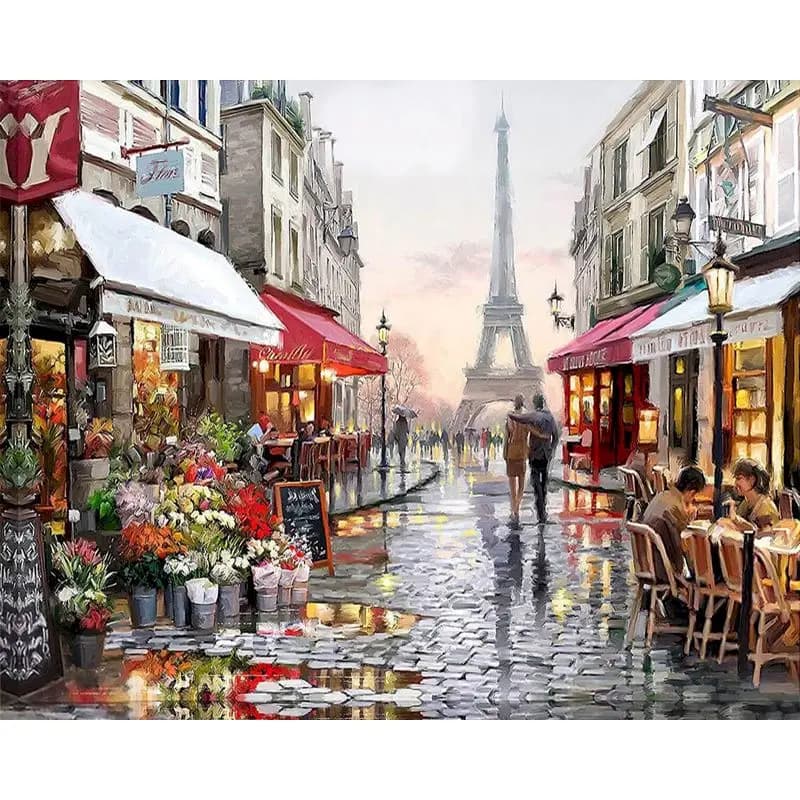RUOPOTY Paint By Numbers Kit On Canvas DIY Oil Art Street Scenery Picture Home Decor