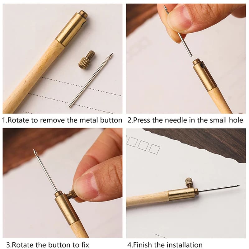 /KQM/1set Embroidery Tambour Hook With 3 Needles Metal Pen Embroidery Cross Craft Kit French Crochet For Diy Sewing Knitting