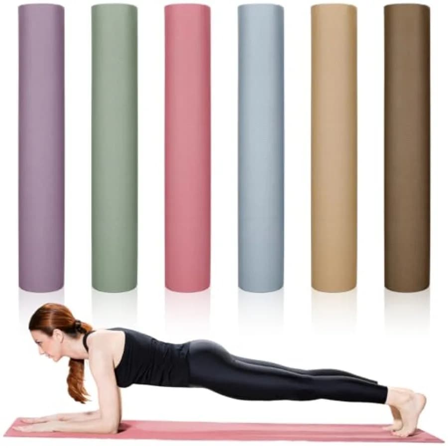 Set di 6 Tappetini Yoga 68 x 24 Pollici, Antiscivolo, Spessore 4 mm, Resistenti agli Strappi, per Fitness e Stretching