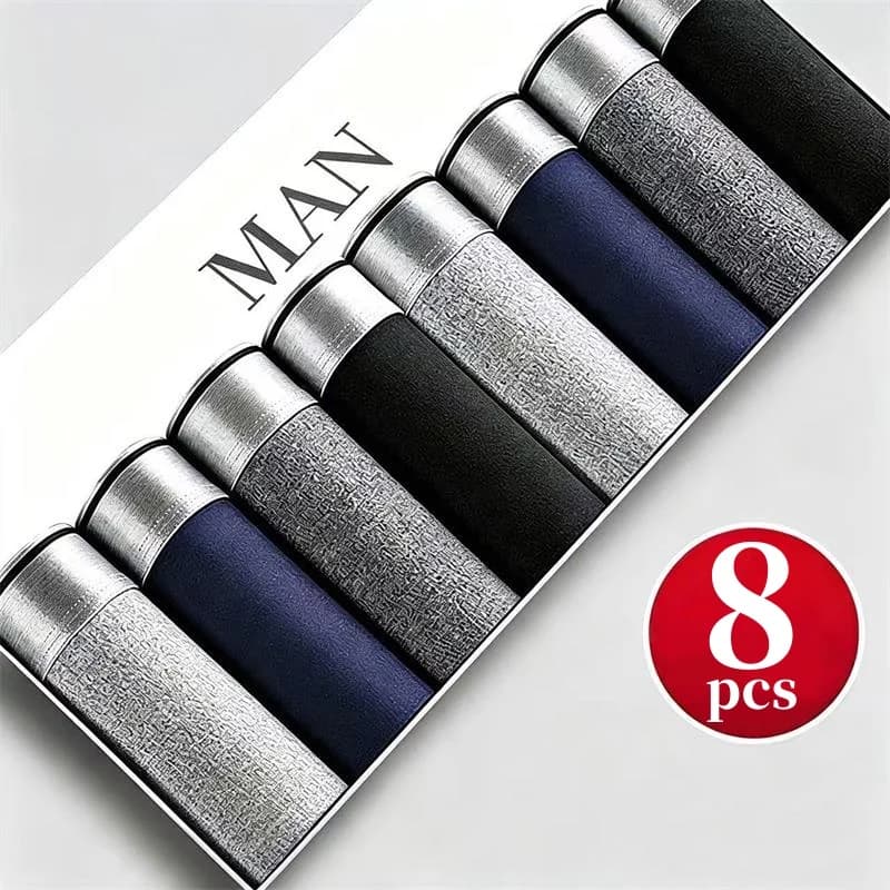 8Pcs Men Shorts Soft Milk Silk Fabric Antibacterial Men Underwear Man Underpants Highly Elastic Breathable Mens Panties XL-5XL