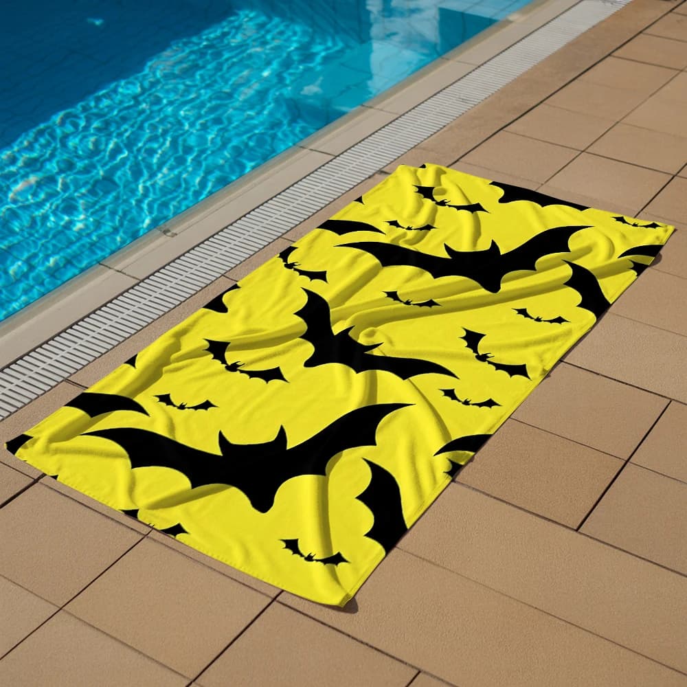 Yellow Bat Microfiber Quick Dry Beach Towel Cute Cartoon Anime Absorbent Soft Bath Towel for Travel Adult Kids