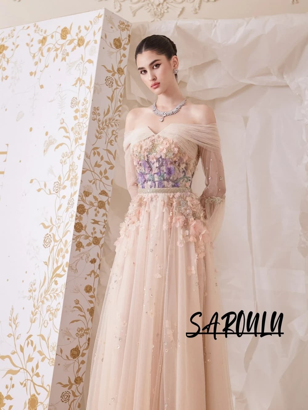Fairy 3D Floral Embroidery Evening Dress Customized Off-the-shoulder A Line Beaded Prom Gown Arabic Classy Stunning Party Wear